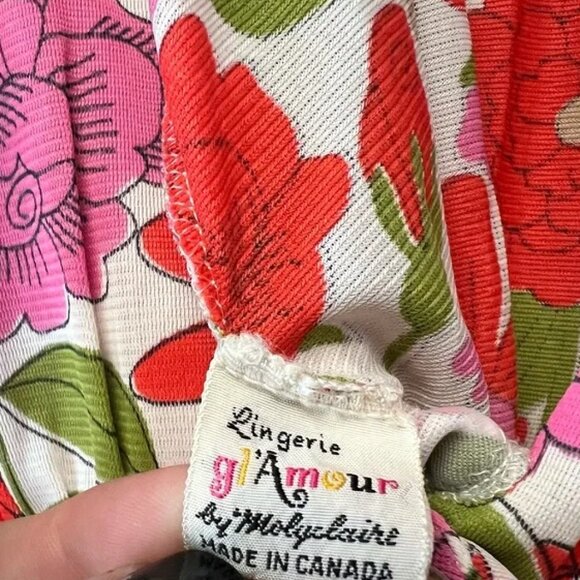 Vintage L’Amour Floral Maxi Dress lingerie daywear Pink Green Cottagecore Canada - Picture 2 of 3